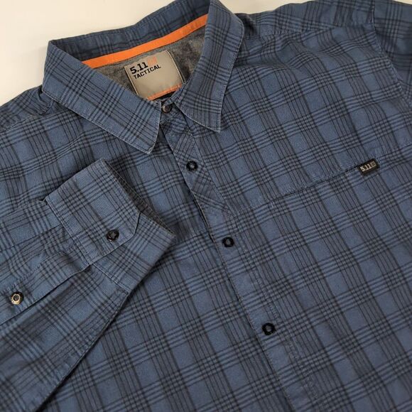 5.11 Tactical Other - 5.11 Tactical Shirt Mens XL Blue Plaid Snap Button Up Long Sleeve